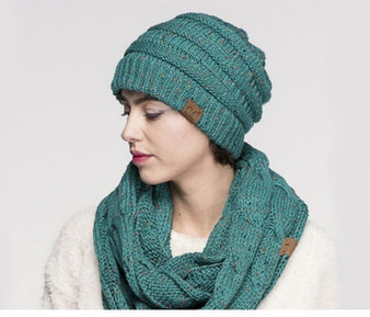 C.C. Cable Knit Confetti Beanie Hat Various Colors