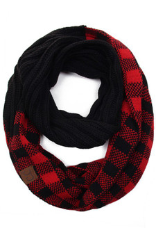 C. C. Buffalo Plaid Knit Infinity Scarf Various Colors