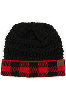C. C. Buffalo Plaid Knit Hat Various Colors