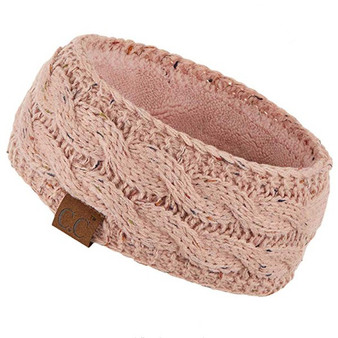 C. C. Chunky Knit Confetti Head Wrap With Ivory Sherpa Lining