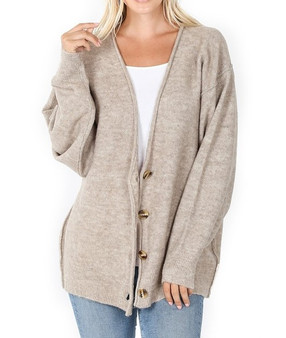 MELANGE BUTTON DOWN CARDIGAN 2 COLORS