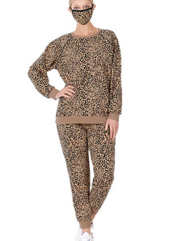 FRENCH TERRY LEOPARD TOP, JOGGER AND MASK 3 PC SET