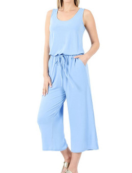 SLEEVELESS CAPRI JUMPSUIT WITH POCKETS