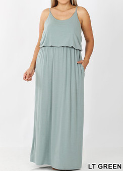 PLUS SIZE ADJUSTABLE STRAP TWO LAYER MAXI DRESS