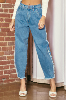 VIBRANT M. I. U. Raw Edge Slouchy Cropped Jeans