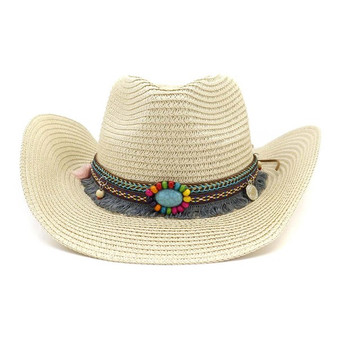Western Cowboy Straw Hat - Beige