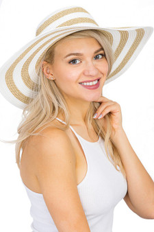 Stripe Classic Floppy Sun hat with Metallic Threading 3 Colors