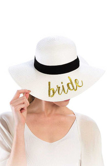 BRIDE EMBROIDERED FLOPPY SUN HAT