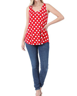 POLKA DOT SLEEVELESS ROUND NECK TOP IN 2 COLORS