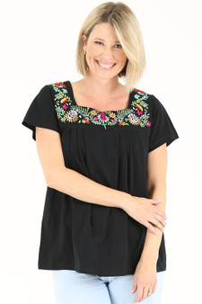 COTTON SHORT SLEEVE STITCHED TOP 