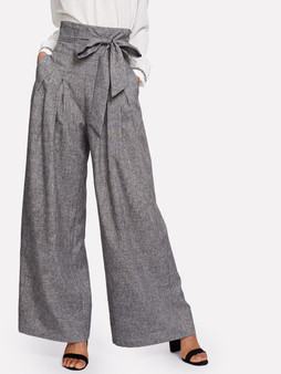 High Waist Box Pleated Palazzo Pants