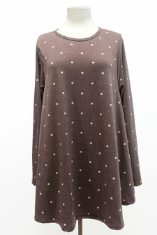 CURVY LOVEY PLUS SIZE LONG SLEEVES POLKA DOT PRINT TOP
