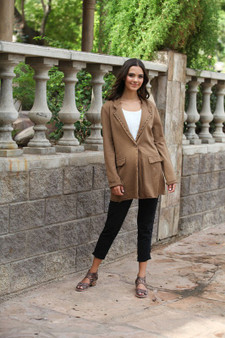 KNIT STUD EMBELLISHED BLAZER 