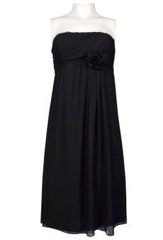 Suzi Chin Maggy Boutique Rosette Trim Silk Chiffon Dress