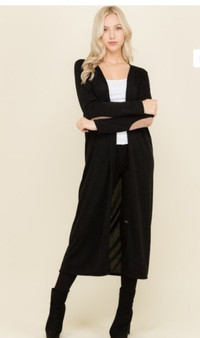 Long Kimono Cardigan with Elbow Patch