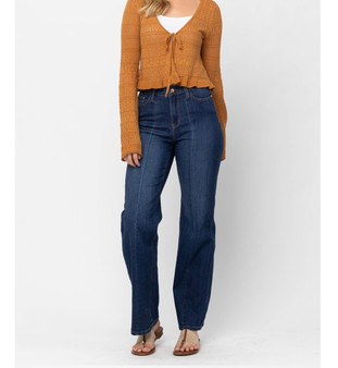 JUDY BLUE HIGH WAIST FRONT SEAM WIDE LEG JEANS