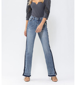 JUDY BLUE HIGH WAIST SIDE SEAM DETAIL STRAIGHT LEG JEANS