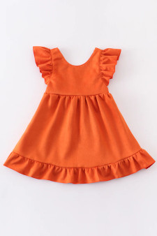 Honeydew Orange Faux Suede Ruffled Girl’s Jumper