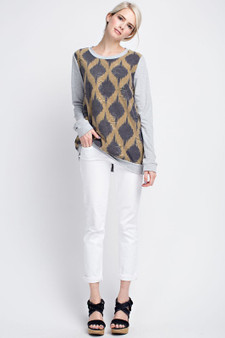 12PM BY MON AMI Distressed Abstract Top