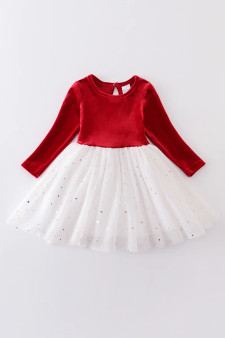 Honeydew Red velvet sparkling girls dress