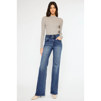 KanCan High Rise Wide Flare Dark Wash Jeans