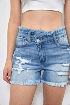 Artemis Vintage Bailey High Rise Crossover Denim Shorts