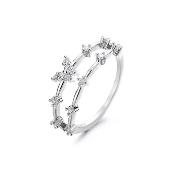 Dainty Double Layering Butterfly Ring in .925 Sterling Silver