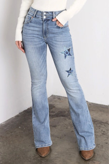 Artemis Vintage Star Patch Double Button Bootcut Jeans