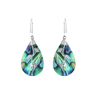 Sterling Silver Teardrop Earrings with Abalone Shell