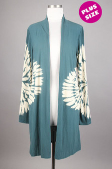Plus Size Tie Dye Print Open Front Cardigan