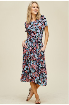 Midi Dress with Open Back and Side Pockets