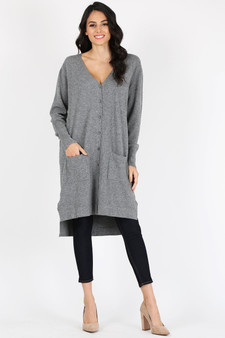 MAZEL Cashmere Blend Long Cardigan with Button Front