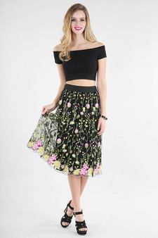 NIKIBIKI Floral Embroidery Skirt Knee Length
