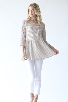 WONDERLAND Stripe Baby Doll Knit Top