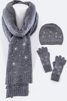LA PLAZA Snowflakes Are Everywhere Hat, Scarf & Glove Set Variety of Colors
