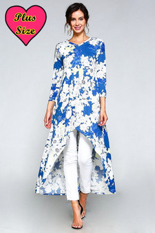 ELDRIDGE Plus Size V-Neck Hi-Lo Maxi Top