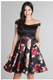 NIKIBIKI Off Shoulder Jacquard Skirt Dress