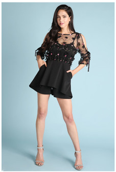 Floral Top Skirt Romper