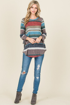 Striped Top with Tie Sleeves