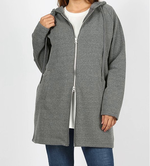 PLUS SIZE TWO WAY  ZIPPER  HOODIE SWEATSHIRT
