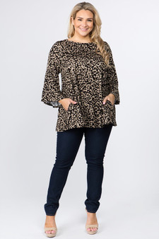 EMETLA Women's Plus Size Tunic Top with Ruffle Sleeve and Pockets