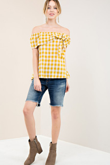 Plaid off-shoulder top