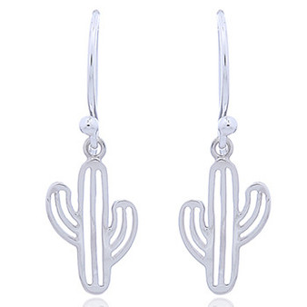 Sterling Silver Saguaro Cactus Dangle Earrings