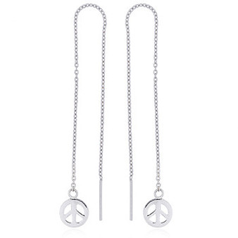 Sterling Silver Peace Symbol Threader Earrings