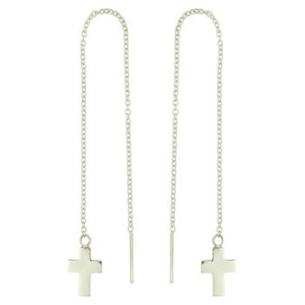 Sterling Silver Cross Threader Earrings
