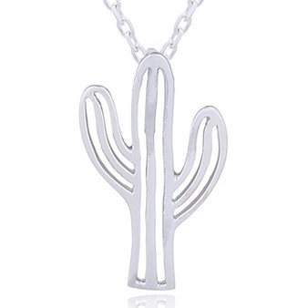 Sterling Silver Saguaro Cactus Pendant on 18" Chain