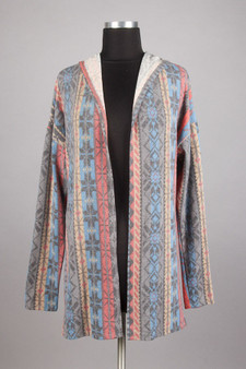 Tribal Pattern Long Sleeve Hoodie Cardigan
