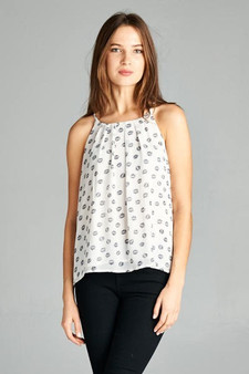 Teal Chiffon Spaghetti Strap Top  with Soft Front Pleats