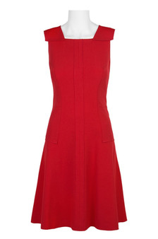 Anne Klein Square Neck Sleeveless  A-Line Stretch Crepe Dress