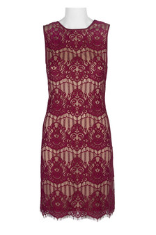 Adrianna Papell Illsuion Crew Neck Sleeveless Zipper Back Lace Dress